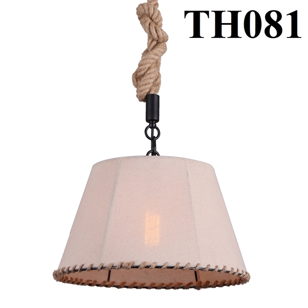 Đèn thả chao vải dây thừng TH081, E27 x 1, KT(mm): 400 x 220